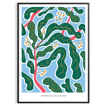 space stunning vintage botanical prints serene green blue hues elegant plant poster perfect wall art piece thoughtful gift nature lover framed frame