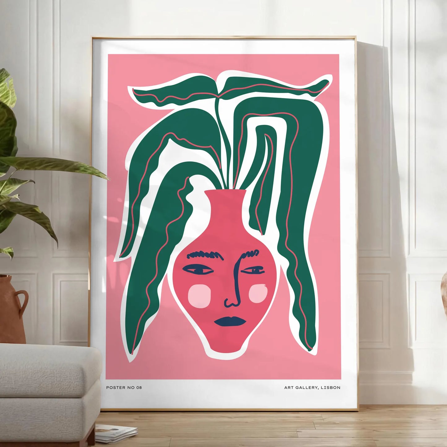 space Botanical Nature Poster gray green hues tranquility room wall art thoughtful gift artwork natural beauty elegance sizes A4 cm A0