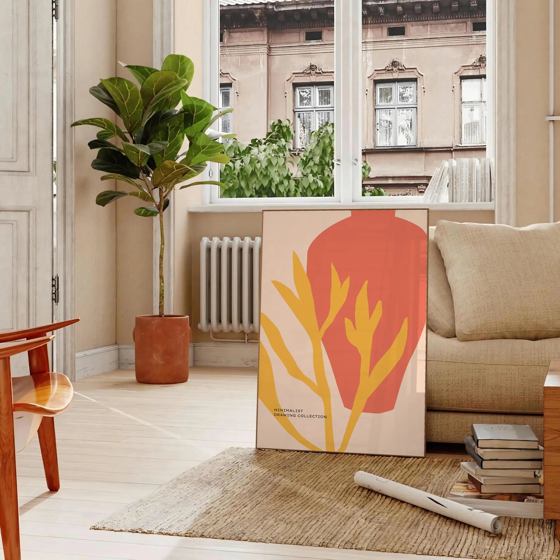 space Botanical Vintage Poster rich orange brown hues essence nature wall art unique gift classic touch room A4 cm A0