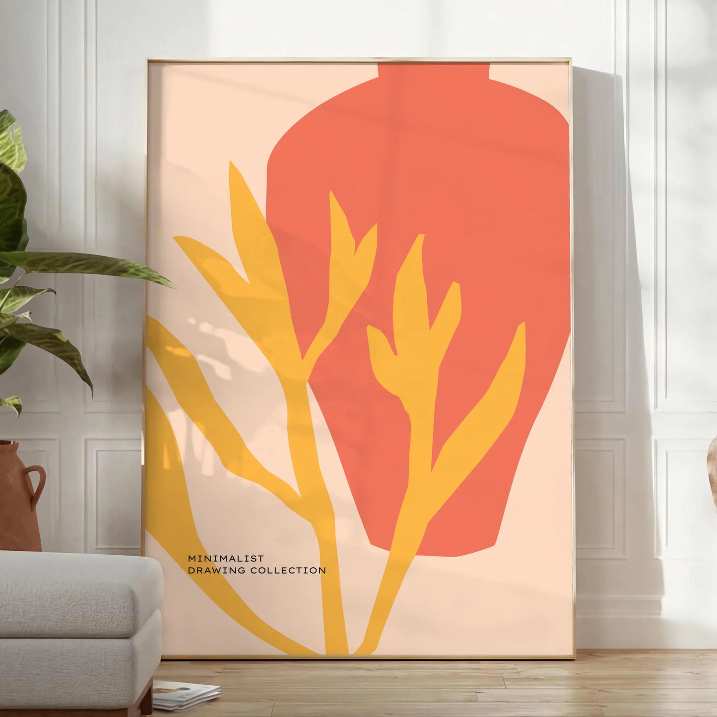 space Botanical Vintage Poster rich orange brown hues essence nature wall art unique gift classic touch room A4 cm A0
