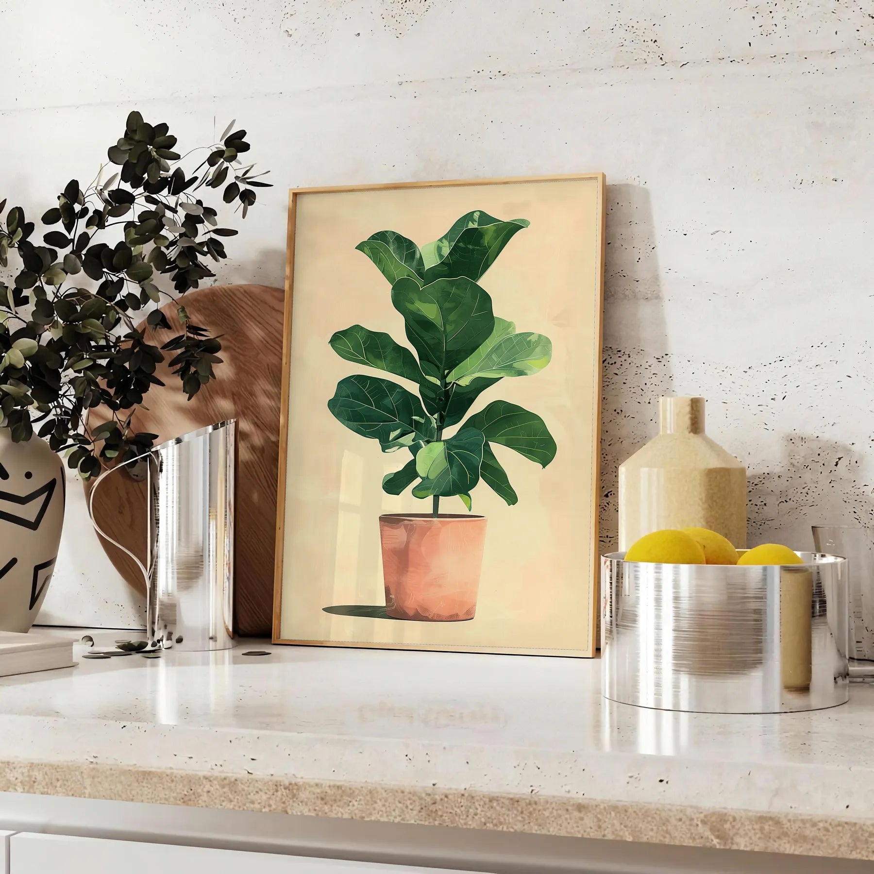 space vibrant botanical poster prints lively green orange hues nature beauty wall art thoughtful gift available multiple dimensions A4 cm A0 decor today